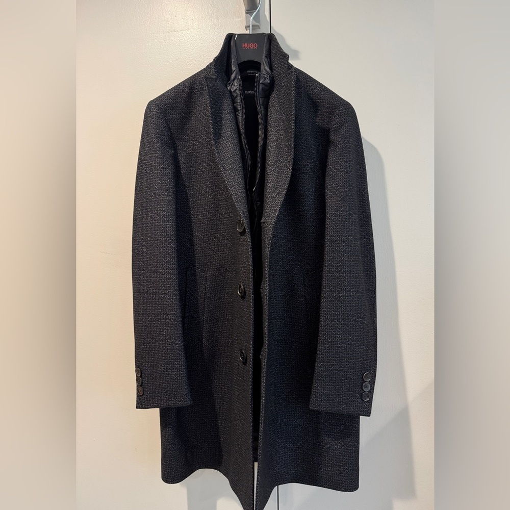 Hugo Boss Nadim4 Wool-Blend Coat in Dark Charcoal, 38R